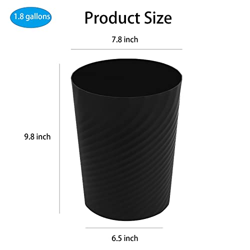 Image of Plastic Small Bathroom Trash Can Wastebasket Garbage Can, Black, 3 Pack