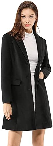 Allegra K Winterjas voor dames met ingekeepte revers met enkele rij knopen, Bruinen, XS