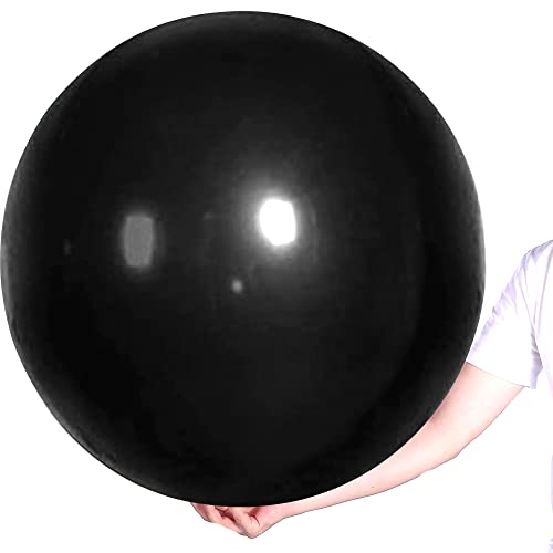 Image of Large Black Balloons 36 Inches 4 Pack Giant Jumbo Big Thicken Round Chrome Metallic Balloon for Birthday Party Decorations