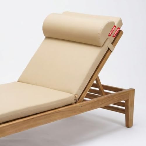 Krem Şezlong Rulo Yastığı, Sünger Dolgulu, 60x22x10 cm, Havuz Plaj Bahçe Kullanımı
