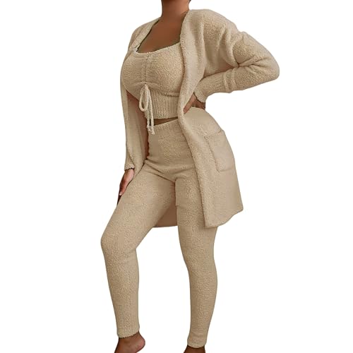 Tenue trois pièces NSICBMNO en polaire kaki pour des moments de détente cocooning à la maison