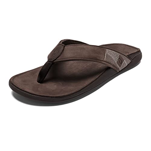 Image of OluKai Tuahine Men's Waterproof Leather Sandals, Versatile Beach Flip Flops, Arch Support & Comfort Fit, Lightweight & Durable, Enhanced Grip & Traction