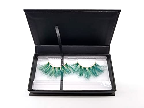 Misslady 25Mm Colored Lashes 30 Color/Style Options 3D Real Mink Strip Eyelashes Green And White Mink Lashes (M3D-425, 25Mm, 1 Pair, Gift Box) #TOP1