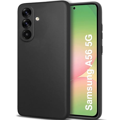 Image of TheGiftKart Sleek Back Cover Case for Samsung Galaxy A56 5G | Slim Fit Protective Design | Ultra Matte Finish | Camera Protection Bump | Soft Silicon Back Cover Case for Samsung A56 (Silicone, Black)