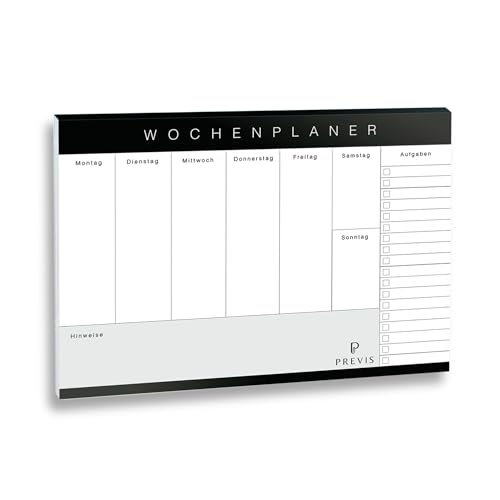 Previs Brand Wochenplaner Block A4 (21X29CM) mit 50 Blättern und minimalistischem Design - Schreibtischunterlage Wochenplaner Beschreibbar
