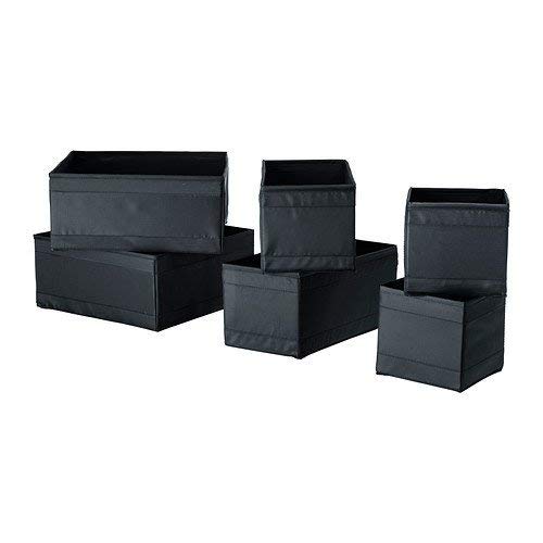 IKEA SKUBB Set 6 Cajas Organizador, Separador de Cajones (Negro)