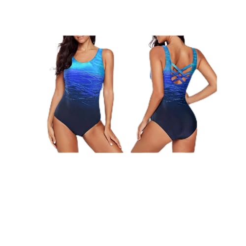 Bañador Mujer Natacion Trajes de Baño Mujer 2024 Sexy Reductores Barriga Swimsuit Color Sólido Bañador Deportivo Brasileño Bañadores Moldeador Playa Arena Tankinis Swimwear (Azul,M)