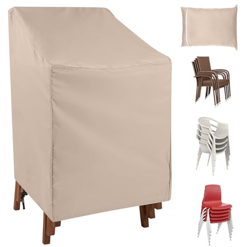 Spetsbst 210D Gartenstühle Abdeckung, Wasserdicht Winterfest Schutzhülle für Gartenstühle UV-Beständig Abdeckhülle Stapelstühle, Gartenmöbel Gartenstuhl Abdeckhaube 65x65x80/120cm (Beige) Spetsbst 210D Gartenstühle Abdeckung, Wasserdicht Winterfest Schutzhülle für Gartenstühle UV-Beständig Abdeckhülle Stapelstühle, Gartenmöbel Gartenstuhl Abdeckhaube 65x65x80/120cm (Beige)