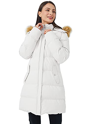 WenVen Women's Winter Thicken Puffer Coat Warm Jacket with Fur Hood (White, 2XL) - Thumbnail 2