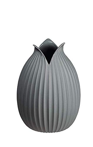 ASA Vase, basaltm Rillenstruktur YOKO D. 15 cm, H. 22 cm, Handarbeit, St 1362617 ! Vorteilsset beinhaltet 2 x den genannten Artikel und Set mit 4 EKM Living Edelstahl Strohhalme Cover