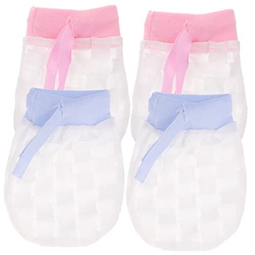 LIFKOME 2pairs Adjustable Anti-scratch Gloves Ice Silk Boy Girl Mittens for Months Compact Boy Girl Mittens Protects From Scratches