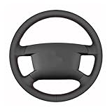 Lenkradabdeckungen DIY Schwarz Kunstleder Auto Lenkradbezug Für VW Für Caddy 2003-2006 Für Caravelle 2003-2009 Für T5 2003-2008 Lenkrad Bezug(Schwarz)