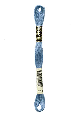 Image of DMC 117-3755 Mouline Stranded Cotton Six Strand Embroidery Floss Thread, Baby Blue, 8.7-Yard