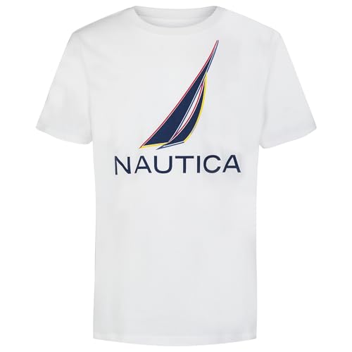 Nautica Boys' Short Sleeve J-Class Logo Crew Neck T-Shirt, Soft, Comfortable, Relaxed Fit