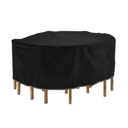 ZONADAH Round Garden Furniture Covers 185x110cm Waterproof Anti-UV Circular Furniture Covers Outdoor Patio Circular Set Cover for Chair Set Black