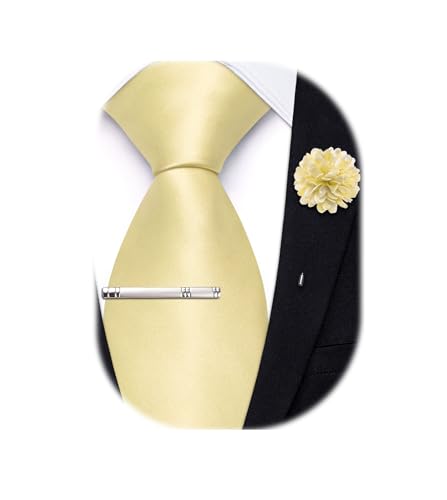 Image of Hi-Tie Pretied Boys Ties Solid Color Kids Adjustable Necktie Lapel Pin Clip Set Age 8-12 Wedding School Graduation