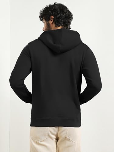 Image of Nobero Men's Printed Regular Fit Hoodie | Cotton Rich Fleece Sweatshirt for Men | Soft & Warm Hooded Pullover | Casual Winter Wear