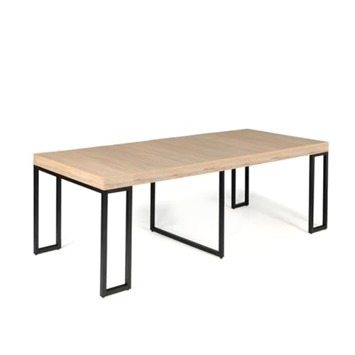 CONCEPT USINE | Table Console Extensible Vella 2-en-1 | Effet Bois et Métal Noir | Jusqu’à 10 Personnes | Modulable 90 à 235 cm | Design Industriel...