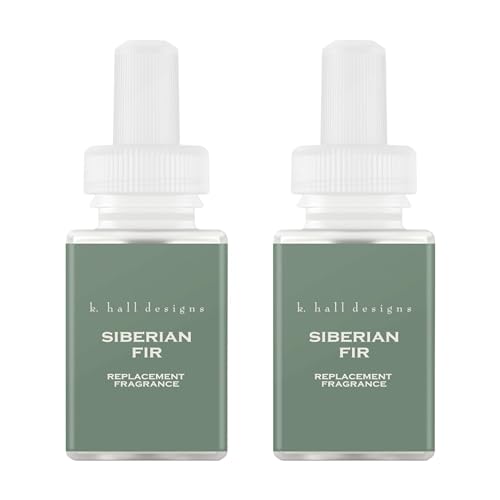 Pura & K. Hall Designs Home Scent Refill - Smart Home Air Diffuser - Up to 120-Hours of Premium Fragrance per Refill - Household Essential - Clean Diffuser Fragrance - 2 Pack Siberian Fir