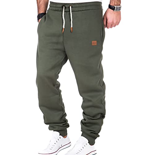 Men's Fleece Cargo Sweatpants Baggy Sweat Pants with Pockets Elastic Waist Drawstring Joggers Trousers2
