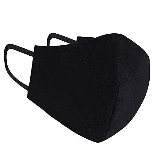 Image of Black Cotton Face Mask Reusable: Super Soft Washable Cover for Protection against Dust and Airborne Particles for Men /Women /Unisex Adults.