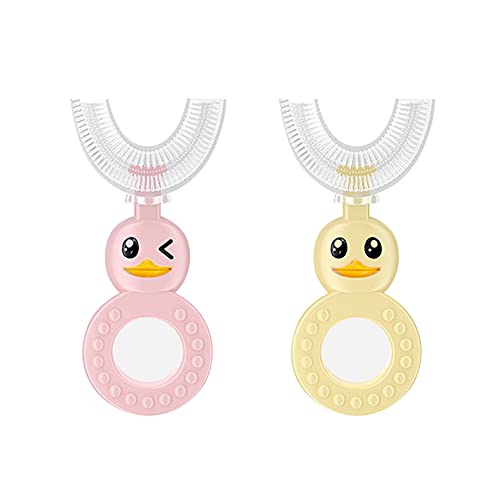 Cepillo de dientes en forma de U para niños, cepillo de dientes de silicona para niños, cepillo de dientes de boca entera, cepillos de dientes de limpieza oral para niños de 2 a 6 años, paquete de 2 Cover
