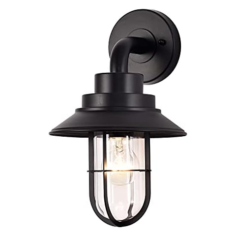 C Cattleya Outdoor Barn Light Matt Black 1-Light Outdoor Armed Sconce Wall Lantern Light Fixture for Front Porch/Garage/Patio/Deck/Garden Cover
