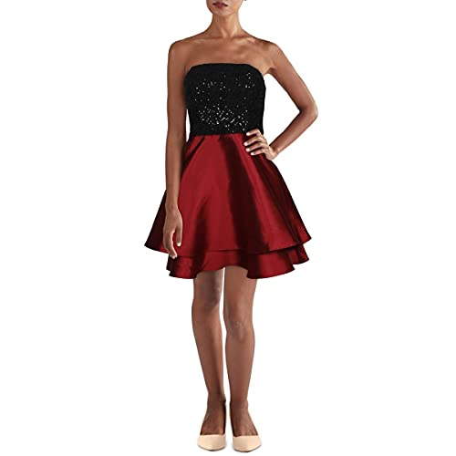 strapless red flare dress Red Strapless Oversized Bow Fit & Flare Mini Dress