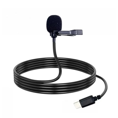 Plyisty Microfono U USB C, Lavalier di Tipo C Microfono Clip di Bavaglio Esterno per Ricodificare, Vlogging, Classe Online, Streaming Live