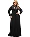 Lalagen Women's Vintage Long Sleeve Plus Size Evening Party Maxi Dress Gown Black XXXL