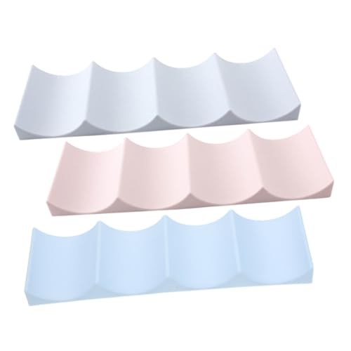 Mipcase 3 piezas Soportes para Botellas de Vino Europeo Organizadores Apilables de PP Resistentes para Almacenamiento Frigorífico Decoración Práctica para Hogar Colores Blanco Azul y Rosa