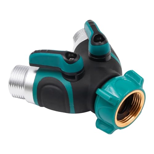 ZONADAH 2 Way Garden Hose Splitter Hose Y Splitter 3/4 inch Threaded Heavy Duty Garden Diverter Y Metal Hose Connector Faucet Adapter for Garden Farm Watering