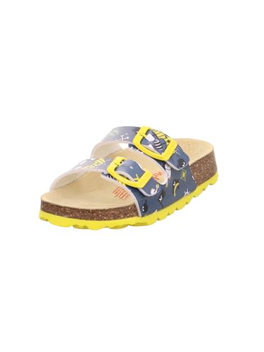 Superfit Jungen Fussbettpantoffel Hausschuhe 1-800111 Sandale, Blau Gelb 8180, 26 EU