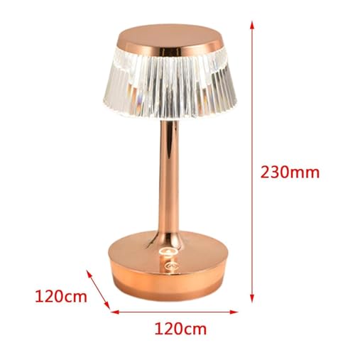 Image of blissbells Modern Rose Gold Table Lamp with Crystal Glass Shade | Warm Ambient Bedside & Decorative Lamp for Home Decor