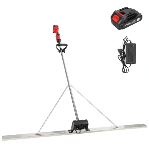 High Power Concrete Screed Vibratory Kit - Concrete Finishing Tool with 59 Stainless Steel Board Cordless Electric Screed Cement Finishing Vibrating Machine with 4800mAh Battery 9 Gears Adjustable