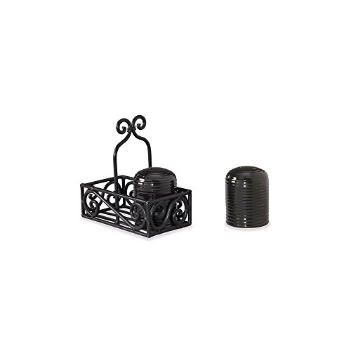 Black Village Scroll Salt and Pepper Caddy