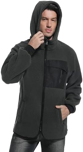 Felpa Invernale in Pile Teddy Uomo, Pile Invernale Uomo Caldo Maglia Termica Micropile Giacca in Pile Double-Face Pesante Felpata Cappotto Termico Giacca Antivento Uomo per Il Tempo Libero