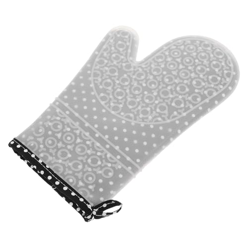 Veemoon para Horno Resistente al Calor de Silicona Grueso Diseño Floral Puntos Negros y Blancos Largo Borde Aislante Térmico para Cocina y Repostería 1 Unidad
