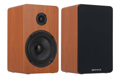 Rockville Pair RockShelf 58C V2 360W 5.25' Bookshelf Speakers, 8 Ohm, Kevlar Woofers, Silk Dome Tweeters, MDF Wood Grain Cabinet, for Home Theater and Music
