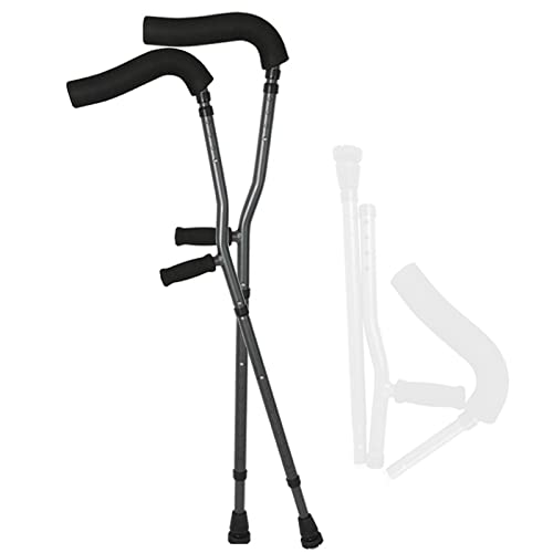 Muletas para axilas para adultos resistentes (par), muleta médica portátil plegable en forma de F, muletas ergonómicas de aluminio livianas para jóvenes/adultos/adultos altos