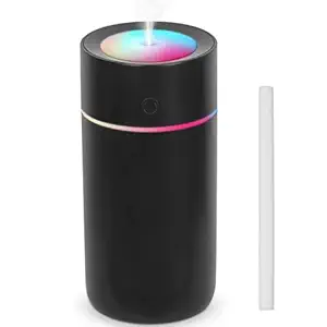 Skycase Colorful Mini Humidifier,320ml Small Cool Mist Humidifier,Colorful Portable USB Personal Desktop humidifiers for bedroom,Large Room, Car,Office Room,Black