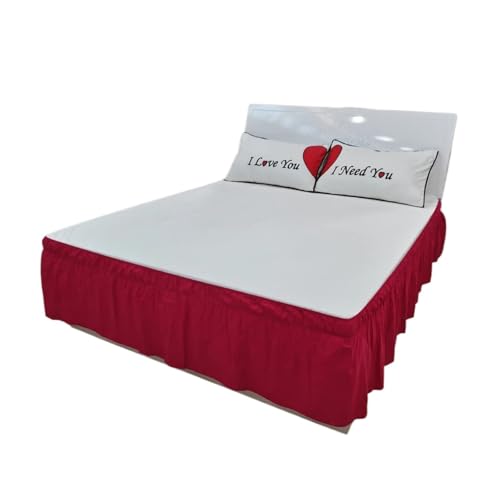 falda de cama Falda de cama elástica color sólido con volantes, estilo envolvente, fácil ajuste, faldas 15 pulgadas, esquinas resistentes a la decoloración para decoración de la cama(Red,180x200x40cm)