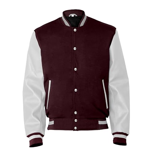 Image of Baseball Wool Letterman Varsity Faux Leather Sleeve For Men | Wool Varsity Bomber Jacket