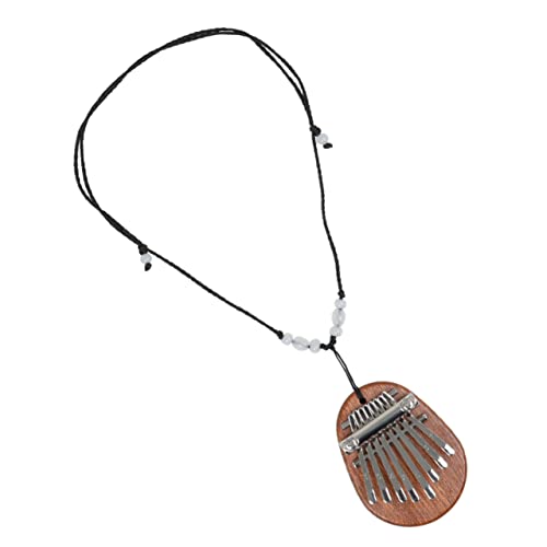 BESPORTBLE Solid Wood and Metal Keys Mini Kalimba Necklace 8-note Portable Finger Piano Present for Music Lovers