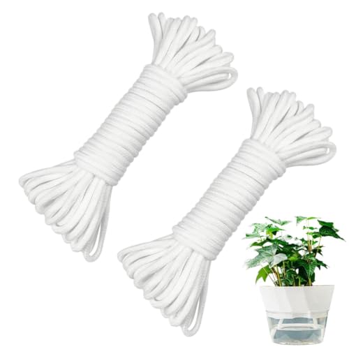 Reusable Water Wicks Plants 2-Piece Waterer Rope - Cotton Capillary Self-Watering Wick Cord Slow...