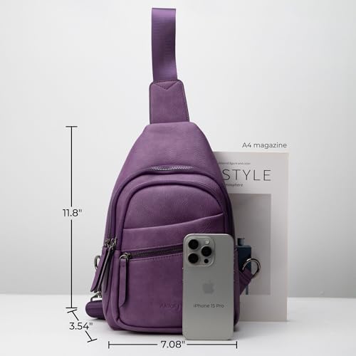 Image of Alldaily Large Sling Bag for Women Crossbody Purse Leather Fashionable Trendy Chest Bag for Travel, Fanny Pack (Purple)