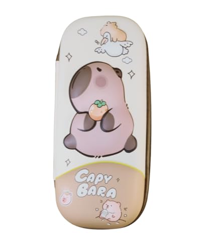 Estojo Capybara Kawaii com Compartimentos, Design Fofo, Rosa