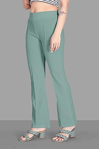 Image of Women's High Waist Bell Bottom Trouser, Elastic Flared Bootcut Pants
