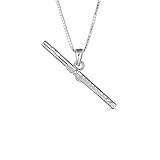  Kleine Schätze Sterling Silber Flöte Musik Anhänger Halskette (Verfügbare Kettenlänge 40cm - 45cm - 50cm - 55cm)