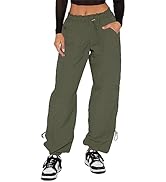 Waitfairy Parachute Pants for Women,Baggy Fit Cargo Pants with Pockets